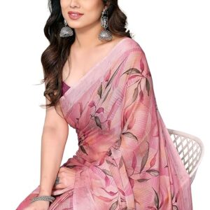 MIRCHI FASHION Women's Chiffon Floral Printed Saree with Blouse Piece