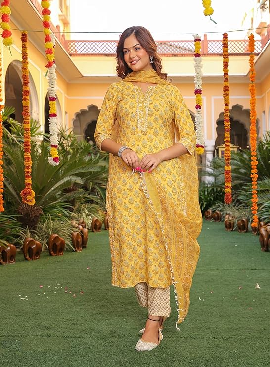 Alvami Women Printed Kurta and Pant Set with Dupatta - Image 6